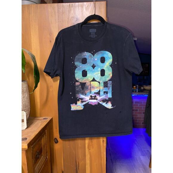 Black Back to The Future 88MPH Graphic American classic branded T-shirt Size Med - Picture 1 of 4